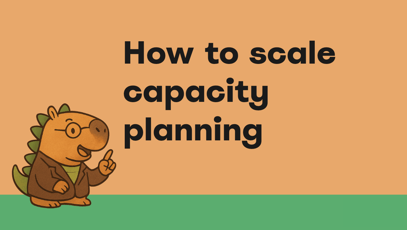 Professor Capysaurus pointing to a blueprint with missing foundation